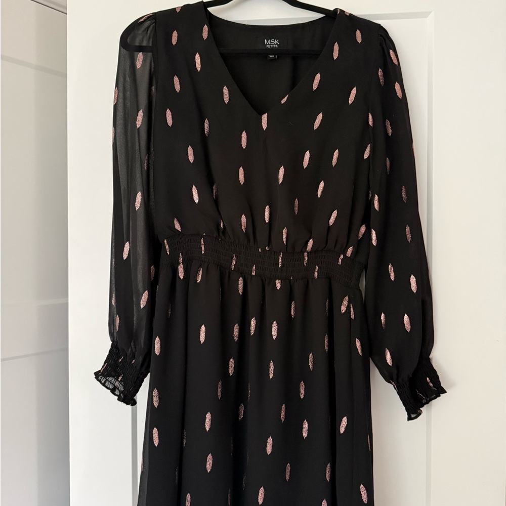 MSK Black Dress with Pink Accents